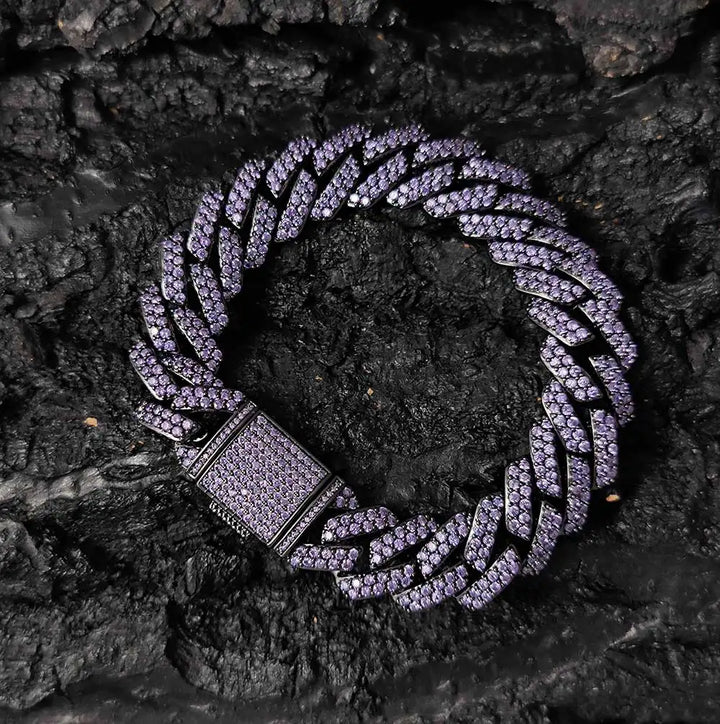 15mm Iced Cuban Link Chain - Violet