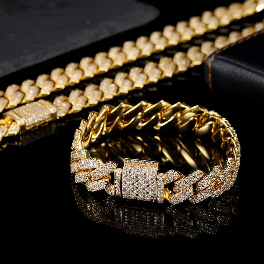 14mm ICED Cuban LINK Bracelet - Gold/White Gold