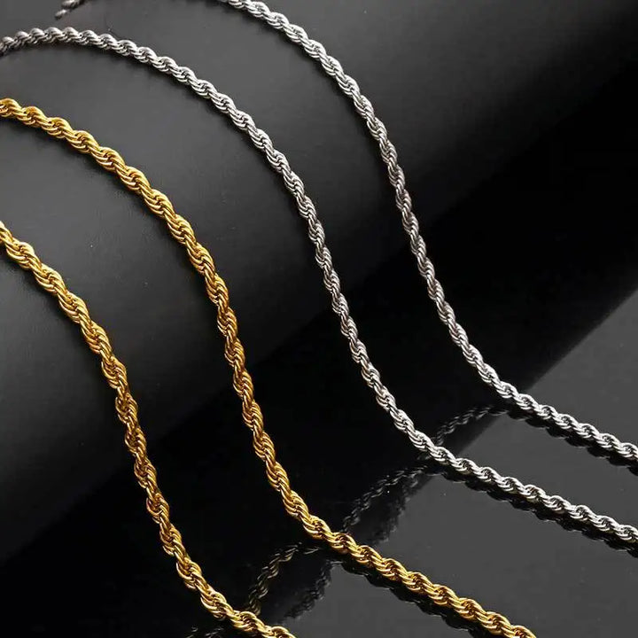 3/4/5mm Rope Chain - Gold/White Gold