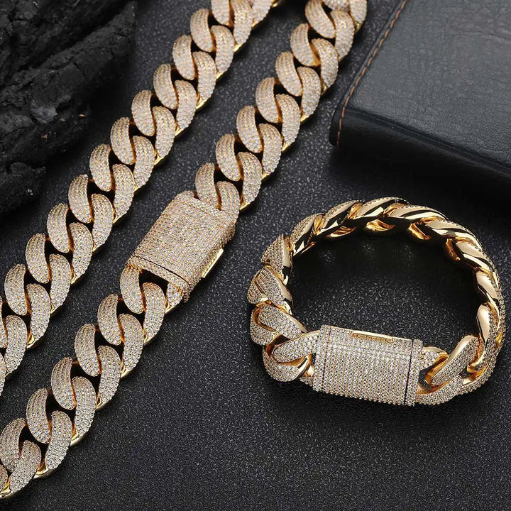 20MM Monaco Chain/Bracelet - Gold/White Gold