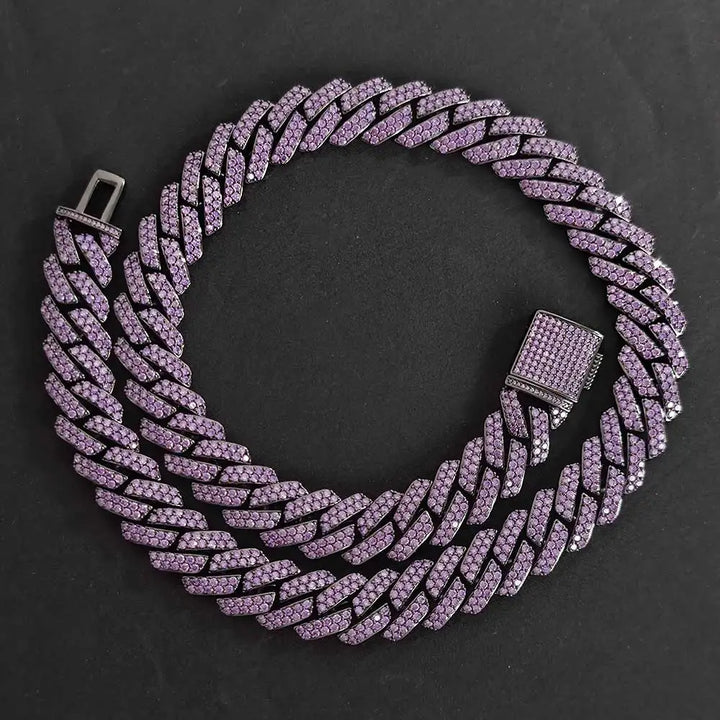 15mm Iced Cuban Link Chain - Violet