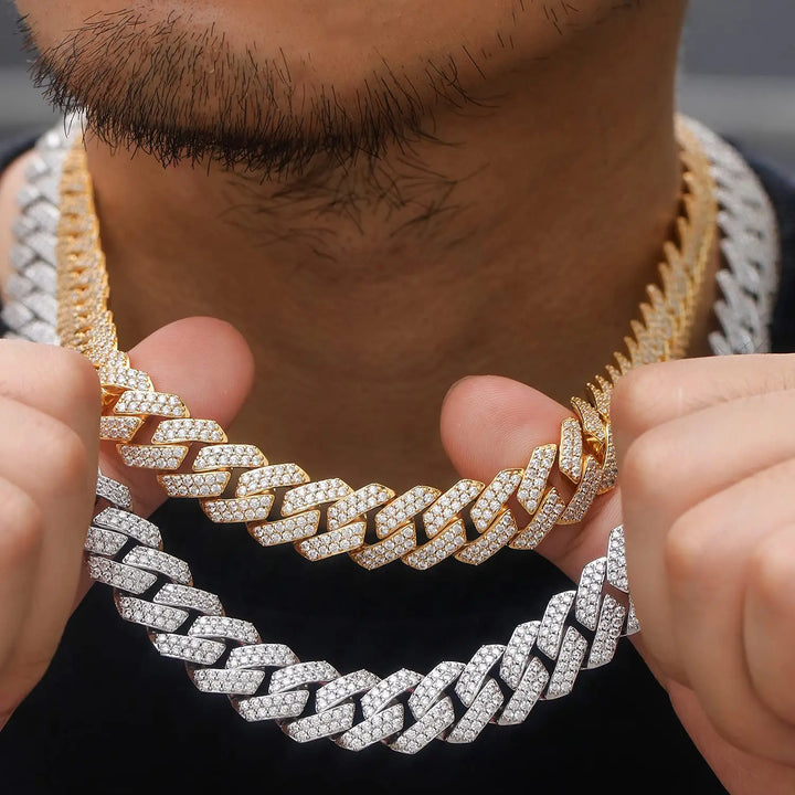 15MM Miami Cuban Chain/Bracelet - Gold/White Gold