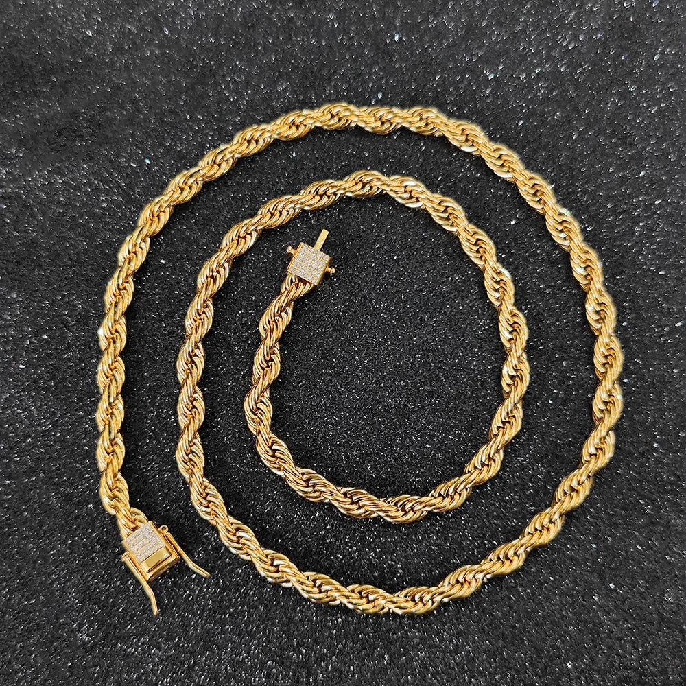 6mm Rope Chain/Bracelet - Gold/White Gold