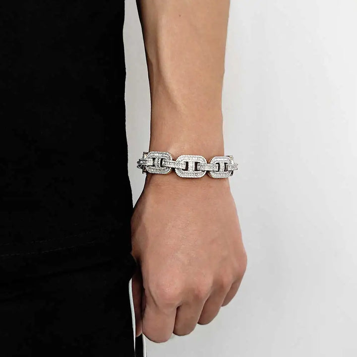 ICED G-LINK BRACELET - GOLD/WHITE GOLD