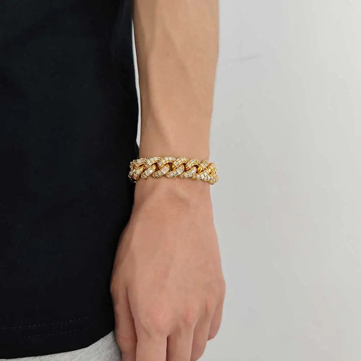 15MM/21MM ICED baguette BRACELET - GOLD/WHITE GOLD