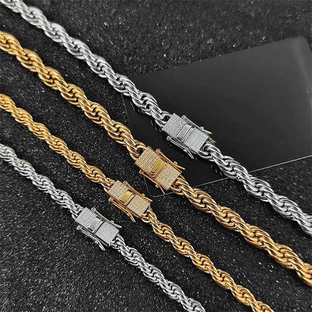 6mm Rope Chain/Bracelet - Gold/White Gold