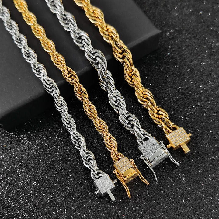 6mm Rope Chain/Bracelet - Gold/White Gold