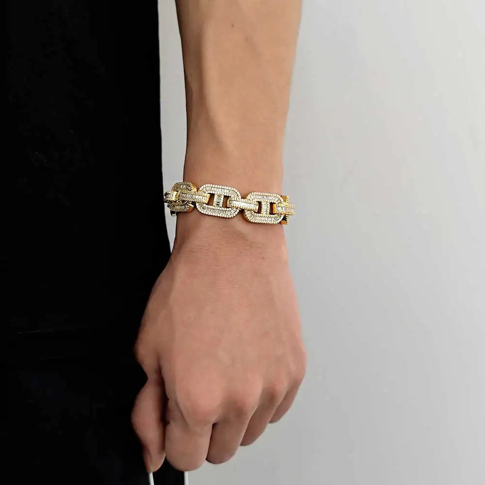 ICED G-LINK BRACELET - GOLD/WHITE GOLD