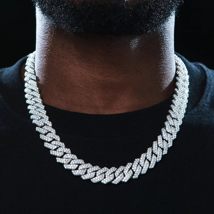 14mm Iced Cuban Link Chain- Gold/White Gold