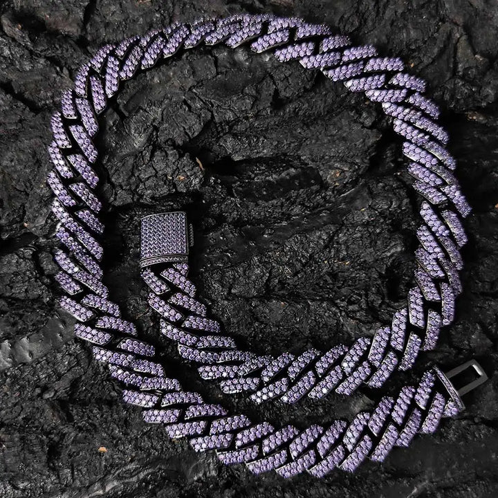 15mm Iced Cuban Link Chain - Violet