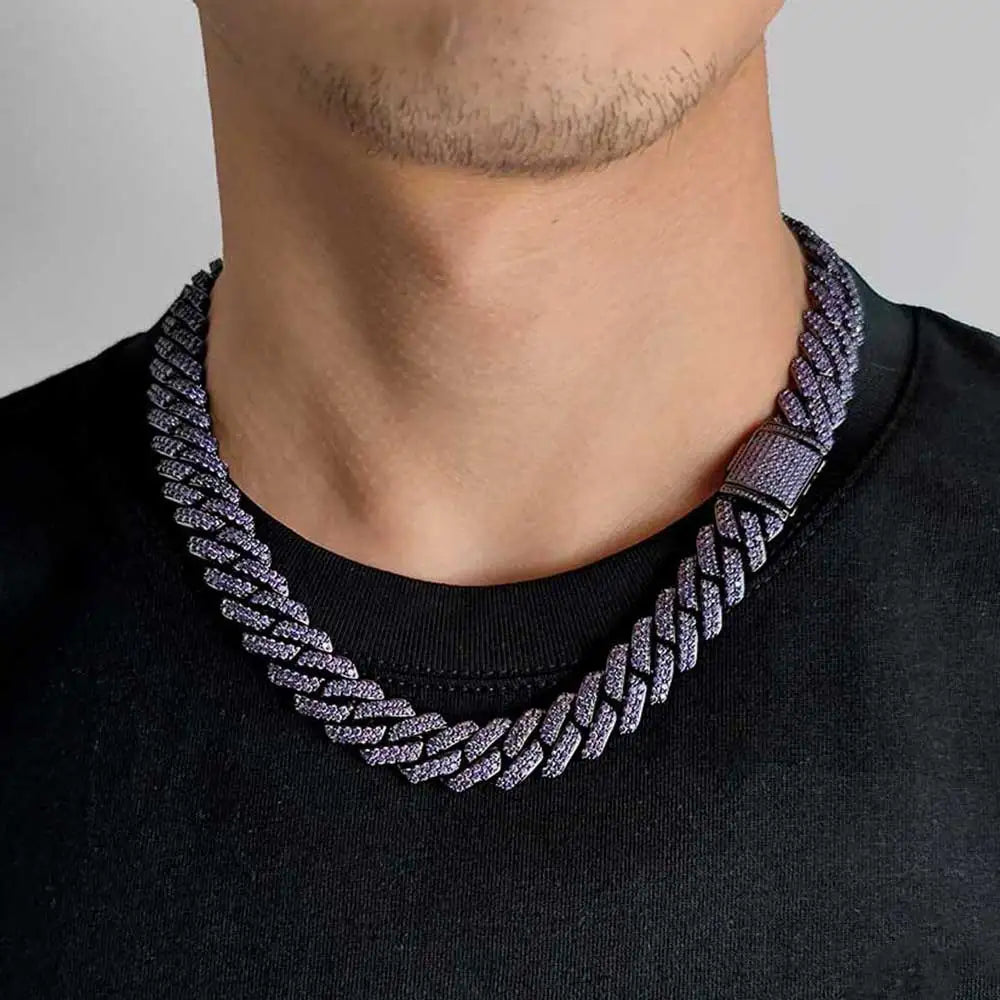 15mm Iced Cuban Link Chain - Violet