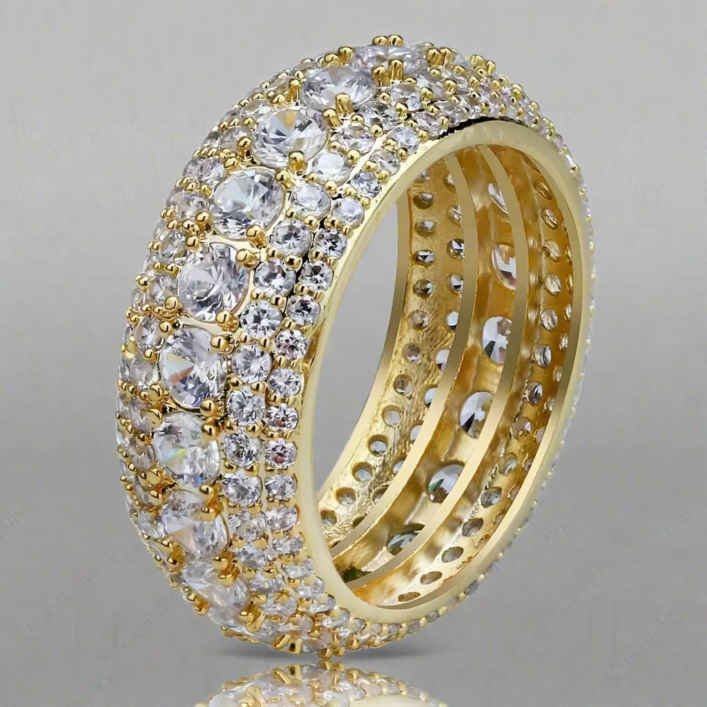 5 ROW ICED RING - GOLD/WHITE GOLD